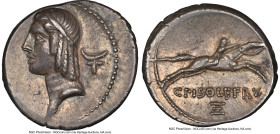 C. Calpurnius Piso L.f. Frugi (67 or 61 BC). AR denarius (19mm, 3.94 gm, 7h). NGC AU 5/5 - 5/5. Rome, 67 BC. Head of Apollo left, wearing taenia; bucr...