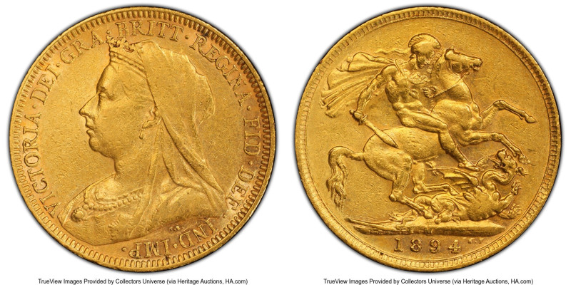 Victoria gold Sovereign 1894-M AU53 PCGS, Melbourne mint, KM13, S-3875. HID09801...