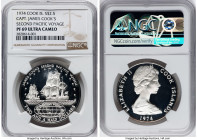 Elizabeth II Pair of Certified silver Proof "Captain Cook" Issues 1974 NGC, 1) 2-1/2 Dollars - PR69 Ultra Cameo, KM9. Captain James Cook's 2nd Pacific...