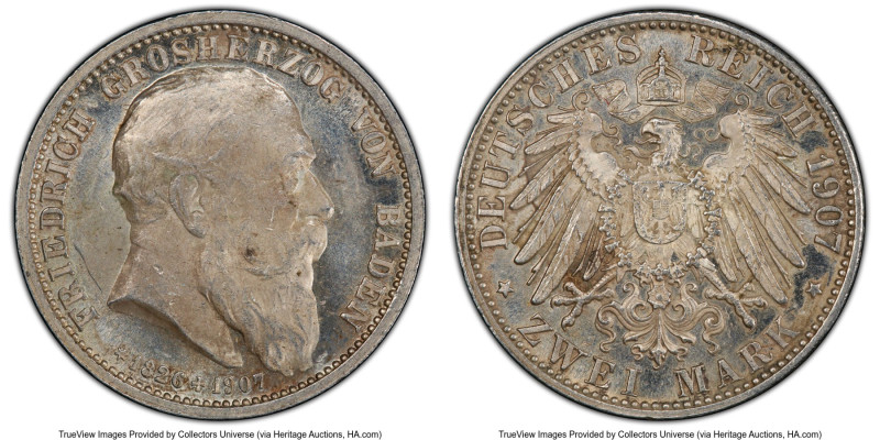 Baden. Friedrich I Pair of Certified Commemorative 2 Mark Issues PCGS, 1) 2 Mark...