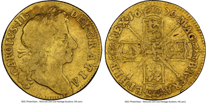 Charles II gold Guinea 1679 VG8 NGC, KM440.1, S-3344. Ex. Spink Auction 22027 (O...