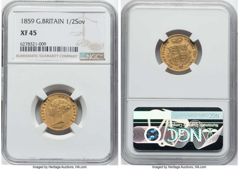 Victoria gold 1/2 Sovereign 1859 XF45 NGC, KM735.1, S-3859A. HID09801242017 © 20...