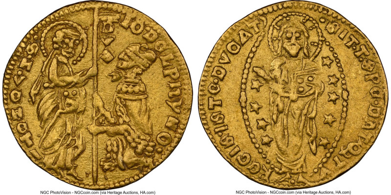 Venice. Giovanni Delfino gold Ducat ND (1356-1361) AU53 NGC, Venice mint, Fr-122...