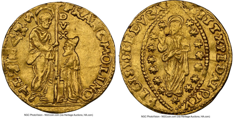 Venice. Francesco Molin gold Zecchino ND (1646-1655) AU55 NGC, KM212, Fr-1318. 3...