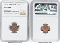 Nicholas II 3-Piece Lot of Certified 1/2 Kopecks NGC, 1) Nicholas II 1/2 Kopeck 1909-CПБ MS64 Red and Brown NGC, KM-Y48.1 2) Nicholas II 1/2 Kopeck 19...