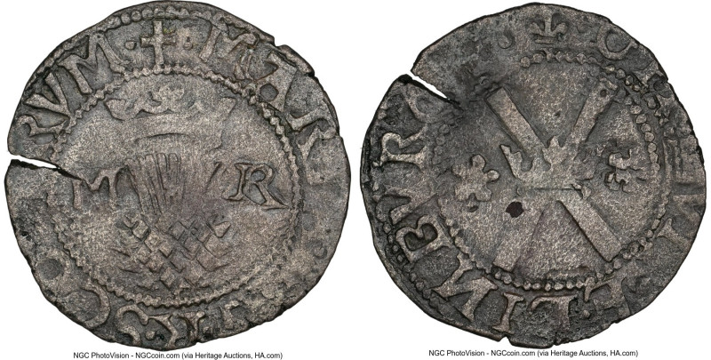 Mary, Queen of Scots (1542-1567) Bawbee ND (1542-1558) XF Details (Environmental...