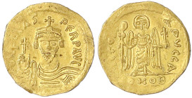 Byzantinische Goldmünzen

Kaiserreich

Focas, 602-610

Solidus 602/610, Constantinopel, 4. Offizin. 4,34 g. gutes sehr schön, Prägeschwäche, kl....