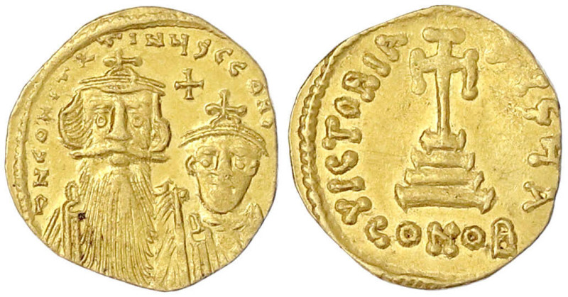 Byzantinische Goldmünzen

Kaiserreich

Constans II., 641-668

Solidus 654/...