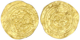 Orientalische Goldmünzen

Fatimiden

Al Zahir, 1021-1036 (AH 411-427)

Dinar AH 426 = 1035/1036, Al Mansuriya. 4,12 g. sehr schön, gewellt. Nico...