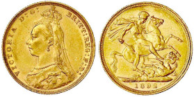 Ausländische Goldmünzen und -medaillen

Australien

Victoria, 1837-1901

Sovereign 1892 M, Melbourne. 7,99 g. 917/1000. gutes vorzüglich. Spink....