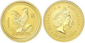Ausländische Goldmünzen und -medaillen

Australien

Elisabeth II., 1952-2022

25 Dollars Lunar Serie 2005. Jahr des Hahns. 1/4 Unze Feingold. pr...