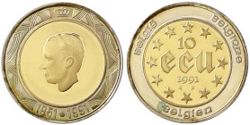 Ausländische Goldmünzen und -medaillen

Belgien

Baudouin, 1951-1993

10 ECU Bimetall Silber/Gold 1991. Baudouin. 1/10 Unze Feingold. In Kapsel....