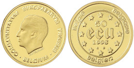 Ausländische Goldmünzen und -medaillen

Belgien

Baudouin, 1951-1993

50 ECU 1993. Baudouin. 1/2 Unze Feingold. In Kapsel. Polierte Platte. Krau...
