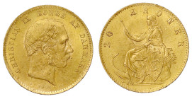 Ausländische Goldmünzen und -medaillen

Dänemark

Christian IX., 1863-1906

20 Kronen 1876 CS. 8,96 g. 900/1000. vorzüglich/Stempelglanz. Friedb...