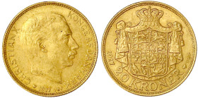 Ausländische Goldmünzen und -medaillen

Dänemark

Christian X., 1912-1947

20 Kronen 1917 VBP. 8,96 g. 900/1000. vorzüglich. Hede 1A. Friedberg ...