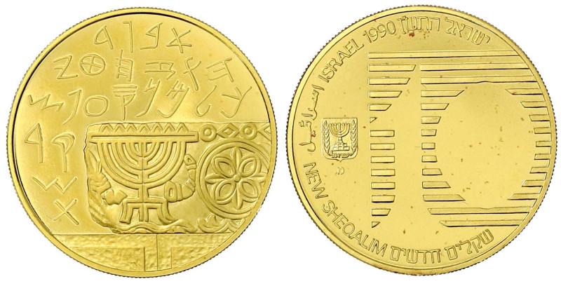 Ausländische Goldmünzen und -medaillen

Israel

10 New Sheqalim 1990, 42 Jah...