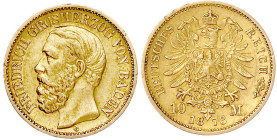 Reichsgoldmünzen

Baden

Friedrich I., 1856-1907

10 Mark 1873 G. sehr schön, kl. Randfehler. Jaeger 183.