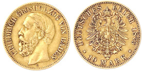 Reichsgoldmünzen

Baden

Friedrich I., 1856-1907

10 Mark 1875 G. sehr schön. Jaeger 186.