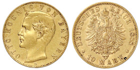 Reichsgoldmünzen

Bayern

Otto, 1886-1913

10 Mark 1888 D. sehr schön/vorzüglich. Jaeger 198.