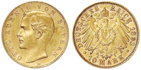Reichsgoldmünzen

Bayern

Otto, 1886-1913

10 Mark 1893 D. gutes vorzüglich. Jaeger 199.