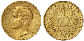Reichsgoldmünzen

Bayern

Otto, 1886-1913

10 Mark 1893 D. vorzüglich. Jaeger 199.