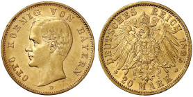 Reichsgoldmünzen

Bayern

Otto, 1886-1913

20 Mark 1895 D. vorzüglich. Jaeger 200.