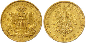 Reichsgoldmünzen

Hamburg

10 Mark 1880 J. Besseres Jahr. sehr schön/vorzüglich. Jaeger 209.
