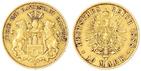 Reichsgoldmünzen

Hamburg

10 Mark 1888 J. sehr schön. Jaeger 209.