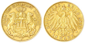 Reichsgoldmünzen

Hamburg

10 Mark 1898 J. vorzüglich. Jaeger 211.