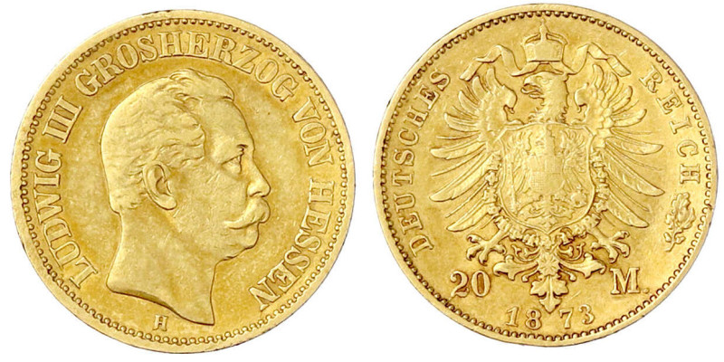 Reichsgoldmünzen

Hessen

Ludwig III., 1848-1877

20 Mark 1873 H. gutes se...