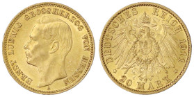 Reichsgoldmünzen

Hessen

Ernst Ludwig, 1892-1918

20 Mark 1911 A. vorzüglich/Stempelglanz. Jaeger 226.