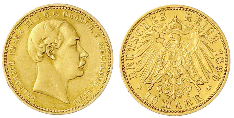 Reichsgoldmünzen

Mecklenburg/-Schwerin

Friedrich Franz III., 1883-1897

...