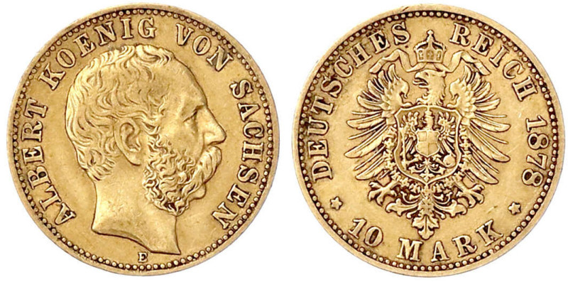 Reichsgoldmünzen

Sachsen

Albert, 1873-1902

10 Mark 1878 E. sehr schön. ...