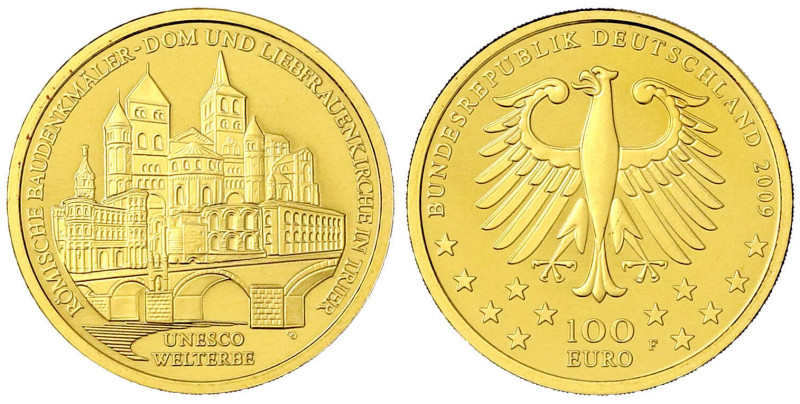 Goldmünzen der Bundesrepublik Deutschland

Euro, ab 2002

100 Euro 2009 F, T...