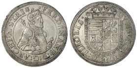 Römisch Deutsches Reich

Haus Habsburg

Erzherzog Ferdinand II., 1564-1595

Reichstaler o.J. Hall, Harnisch mit 2 Reihen Ornamenten verziert, Ze...