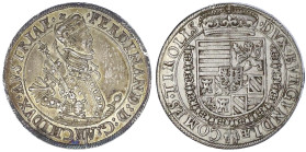 Römisch Deutsches Reich

Haus Habsburg

Erzherzog Ferdinand II., 1564-1595

Reichstaler o.J. Hall. Var. Harnisch mit 3 Reihen kl. Blümchen, Zept...