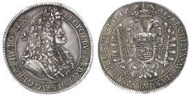 Römisch Deutsches Reich

Haus Habsburg

Leopold I., 1657-1705

Breiter Reichstaler 1691 KB, Kremnitz. 28,30 g. gutes sehr schön, kaum sichtbare ...