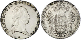 Römisch Deutsches Reich

Haus Habsburg

Franz II.(I.), 1792-1835

Konventionstaler 1820 A, Wien. sehr schön/vorzüglich. Herinek 305.