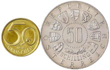 Römisch Deutsches Reich

Republik Österreich

2. Republik nach 1945

2 Stück: 50 Schilling 1963, 600 Jahre Tirol. 50 Groschen 1979, auf zu dünne...