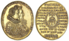 Römisch Deutsches Reich

Böhmen

Friedrich von der Pfalz, 1619-1620

Ovaler vergoldeter, silberner Gnadenpfennig im Halbtalergewicht 1619 von Ch...