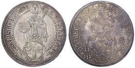 Römisch Deutsches Reich

Salzburg

Johann Ernst von Thun und Hohenstein, 1687-1709

Reichstaler 1691. St. Rudbertus. 29,45 g. gutes vorzüglich, ...
