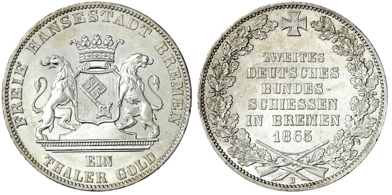 Altdeutsche Münzen und Medaillen

Bremen-Stadt

Taler 1865 B. Zweites deutsc...