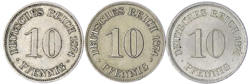 Reichskleinmünzen

10 Pfennig kleiner Adler, Kupfer/Nickel 1873-1889

3 Stüc...