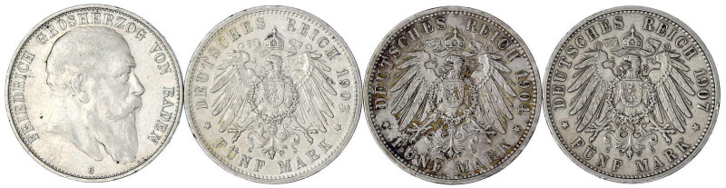 Reichssilbermünzen J. 19-178

Baden

Friedrich I., 1856-1907

4 X 5 Mark: ...