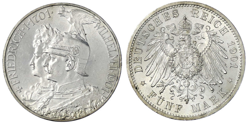 Reichssilbermünzen J. 19-178

Preußen

Wilhelm II., 1888-1918

5 Mark 1901...