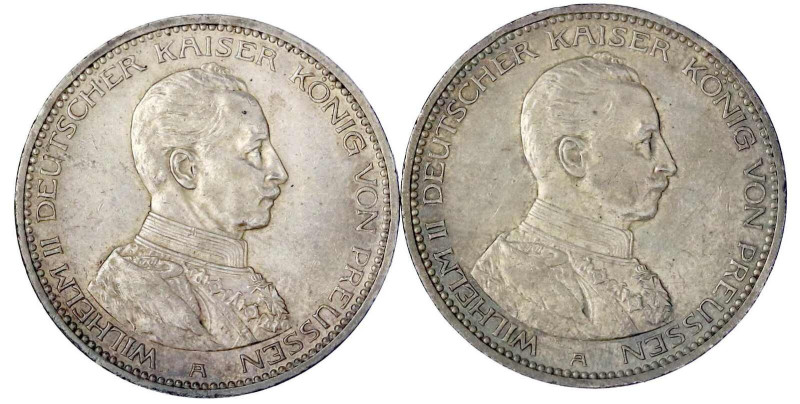 Reichssilbermünzen J. 19-178

Preußen

Wilhelm II., 1888-1918

2 X 5 Mark:...