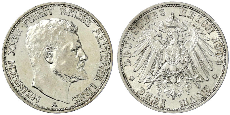 Reichssilbermünzen J. 19-178

Reuß, ältere Linie

Heinrich XXIV., 1902-1918...