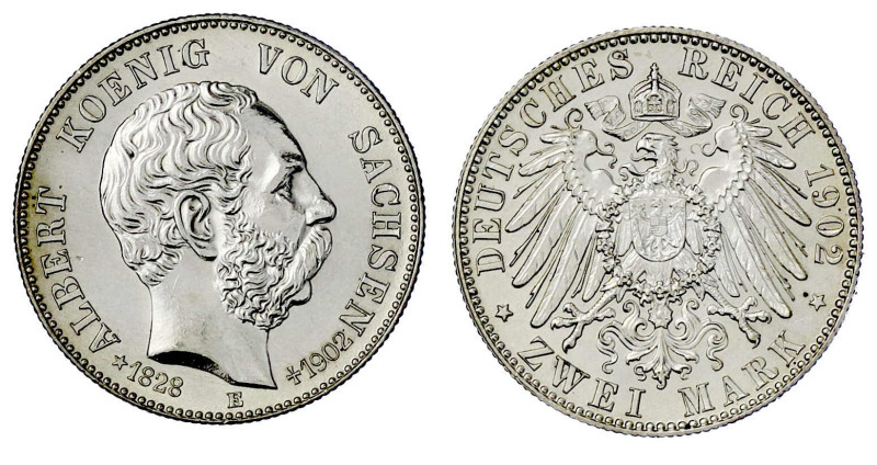 Reichssilbermünzen J. 19-178

Sachsen

Albert, 1873-1902

2 Mark 1902 E. A...