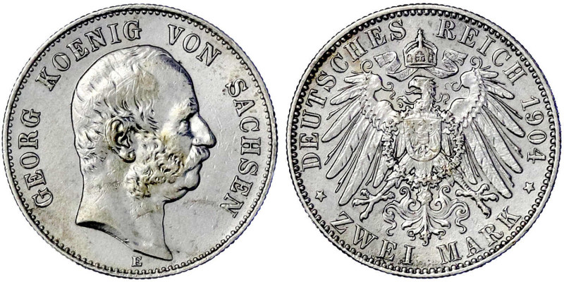 Reichssilbermünzen J. 19-178

Sachsen

Georg, 1902-1904

2 Mark 1904 E. vo...