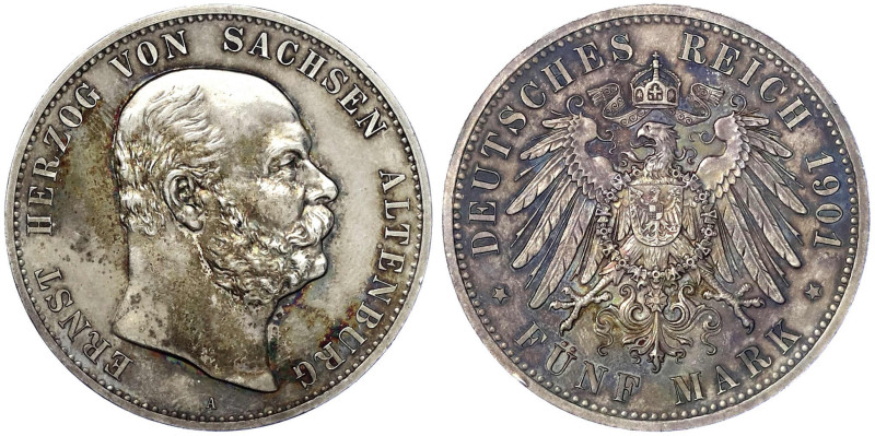 Reichssilbermünzen J. 19-178

Sachsen-Altenburg

Ernst, 1853-1908

5 Mark ...